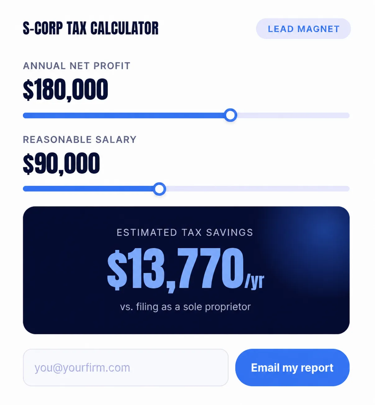 S-Corp tax calculator for accountants
